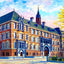 High School, Scranton, PA in 1907 painting