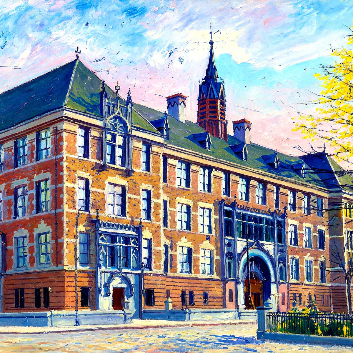 High School, Scranton, PA in 1907 painting