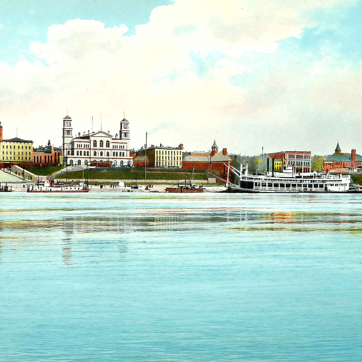 Approaching the Wharf, Memphis, TN in 1905 vintage print