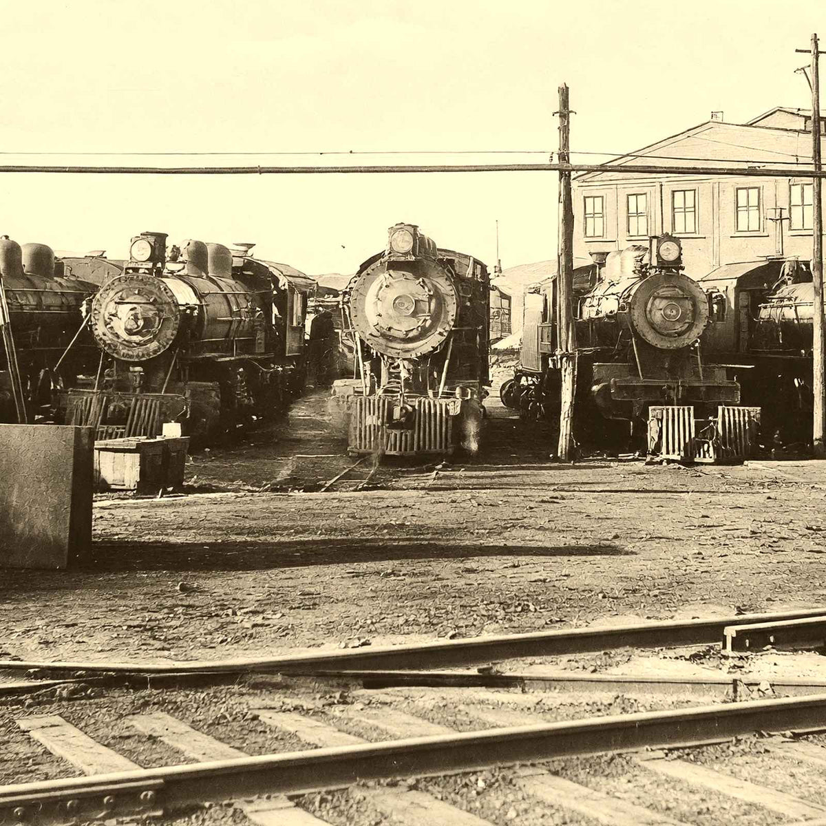 Locomotives in Spencer, NC in 1907 photo print