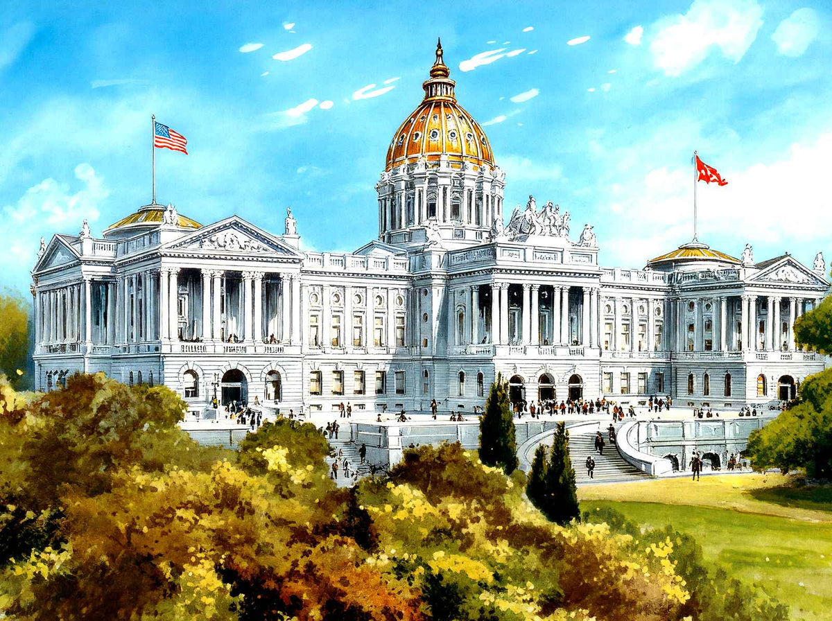 State Capitol, Harrisburg PA in 1906 vintage print