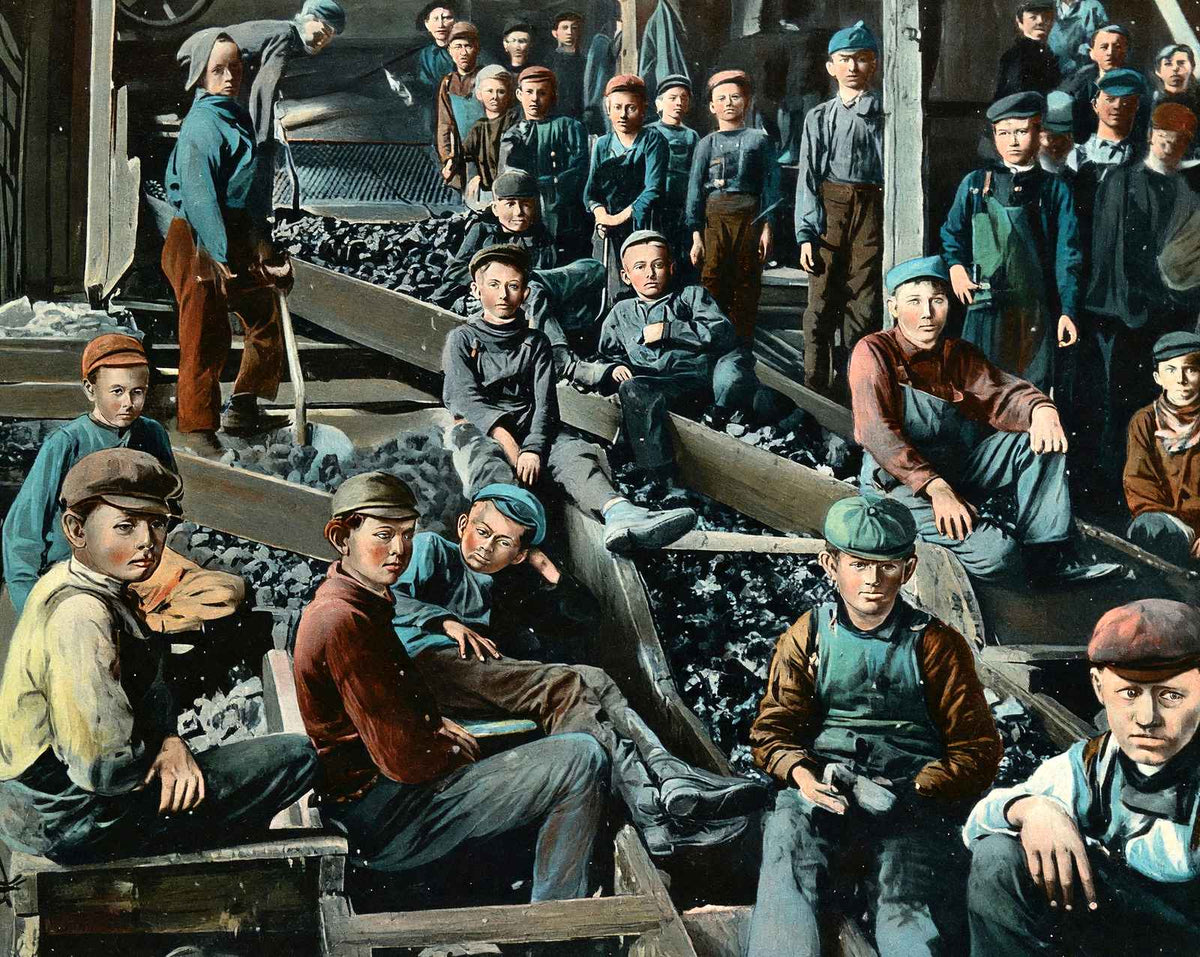 Coal Mining Breaker Boys at Work in 1907 vintage print