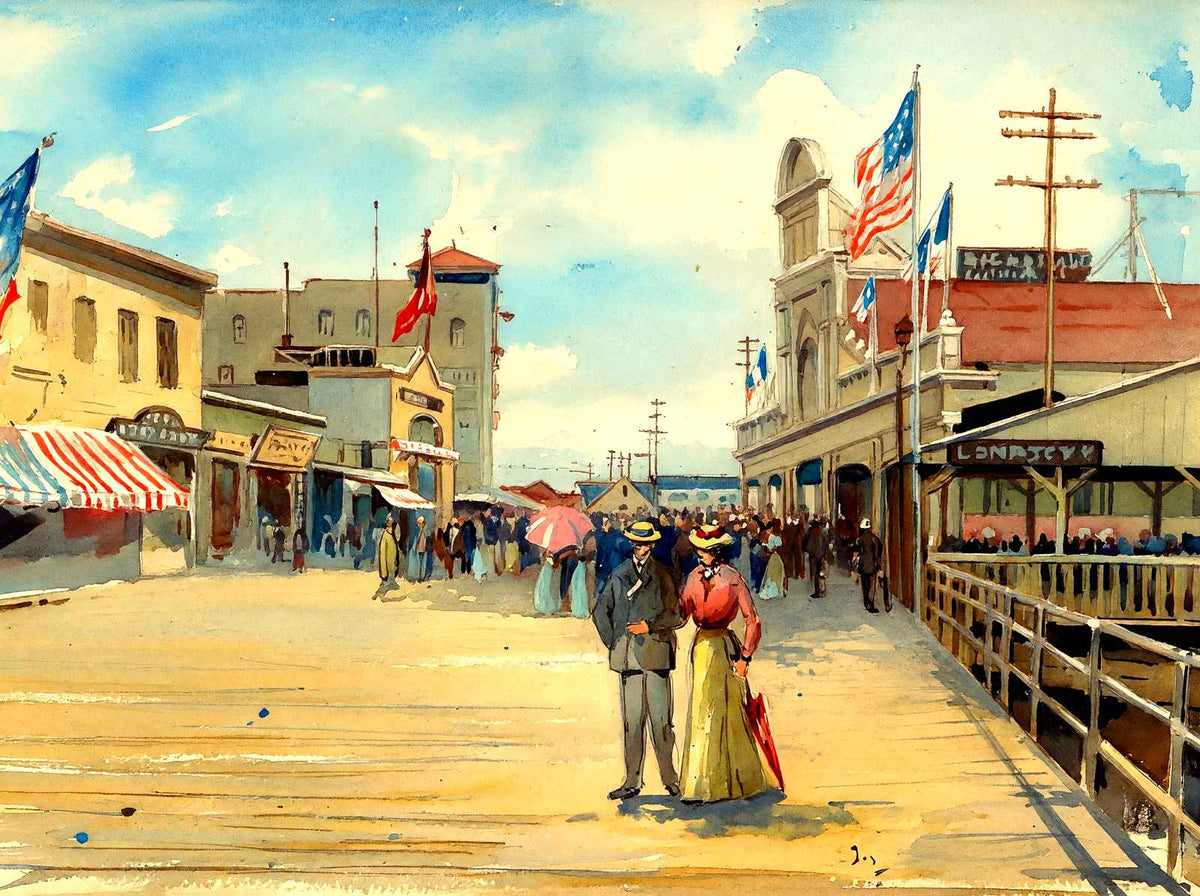 On the Boardwalk, Atlantic City, NJ in 1902 art print