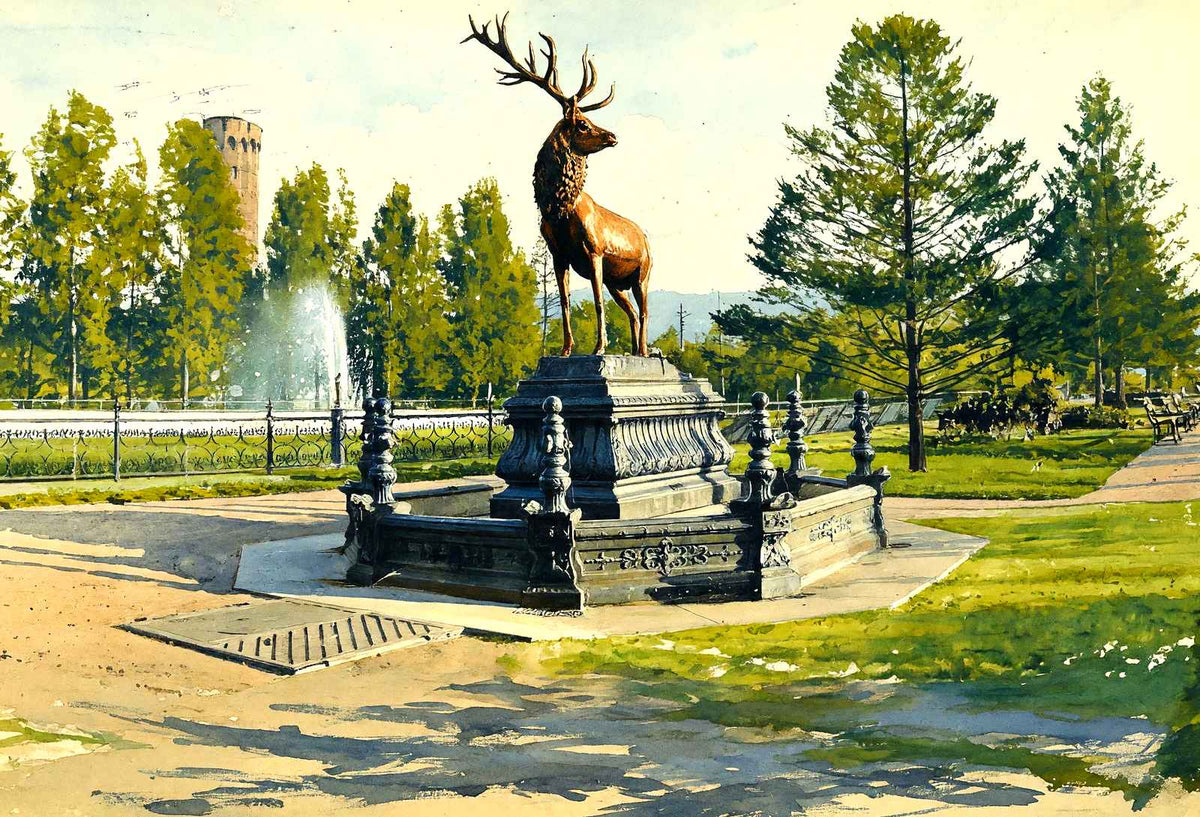 Elk Fountain, City Park, Reading, PA 1903 art print