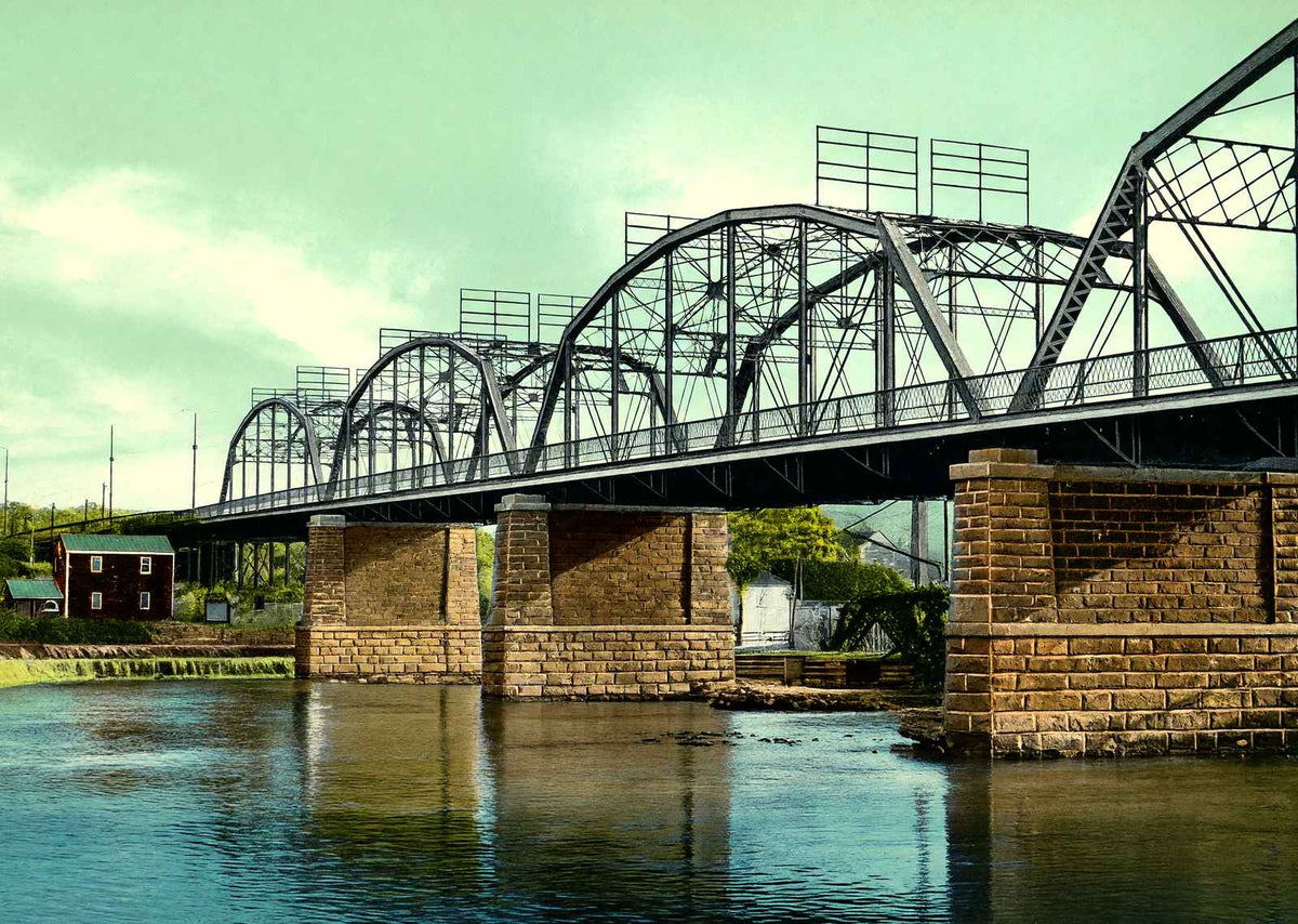 New Lehigh Bridge, Allentown PA in 1907 vintage print