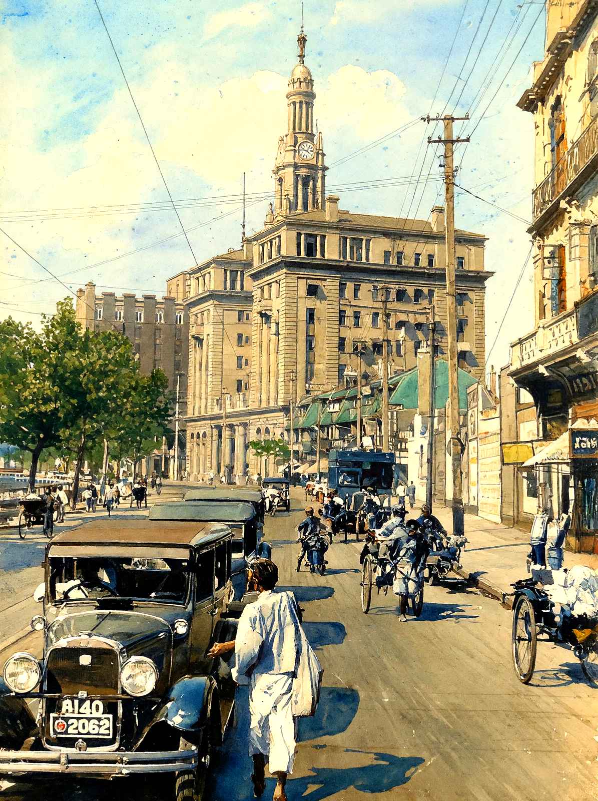 Bubbling Well Road & C.U.A., Shanghai art print