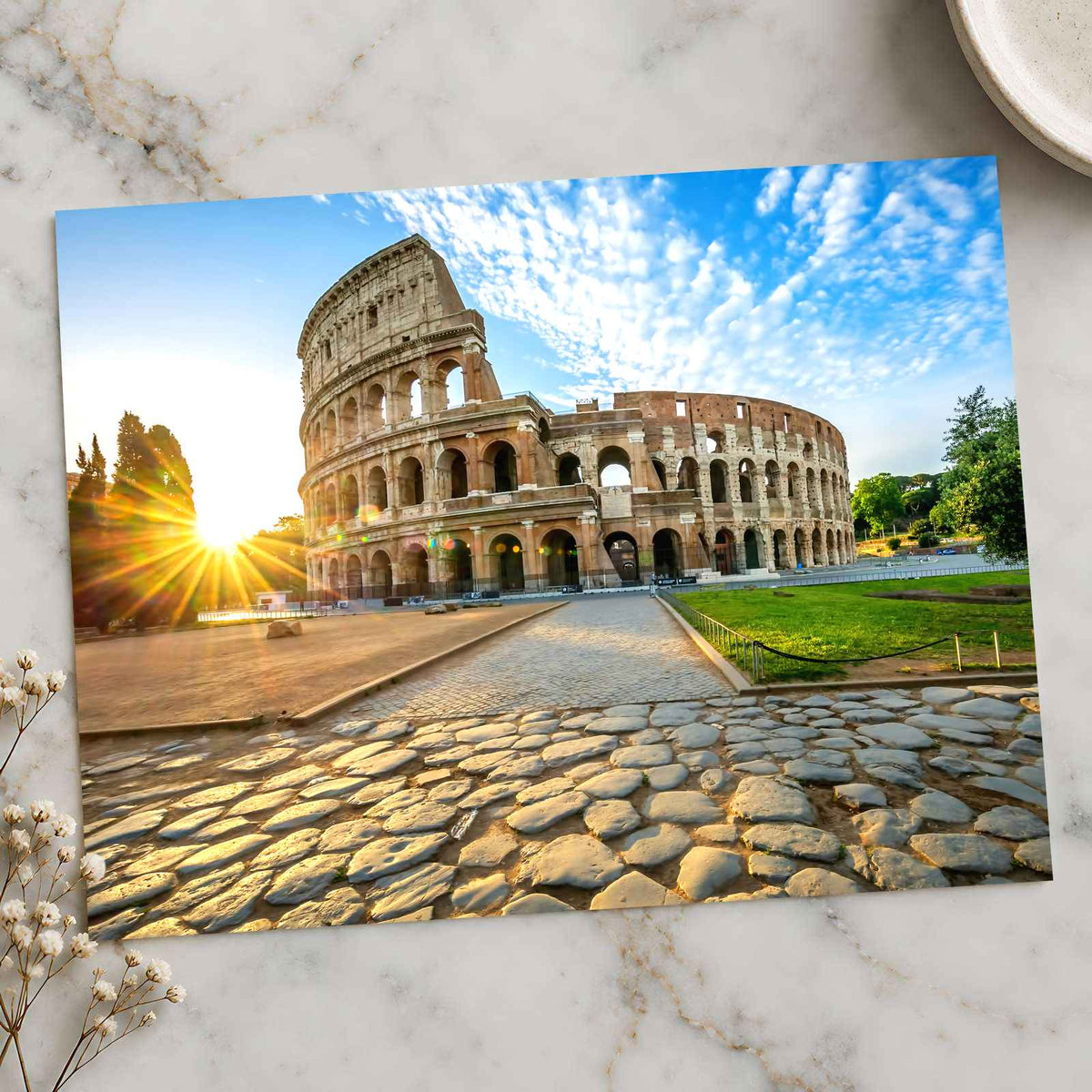 Colosseum in Rome with Morning Sun, Italy Photo Print Wall Decor