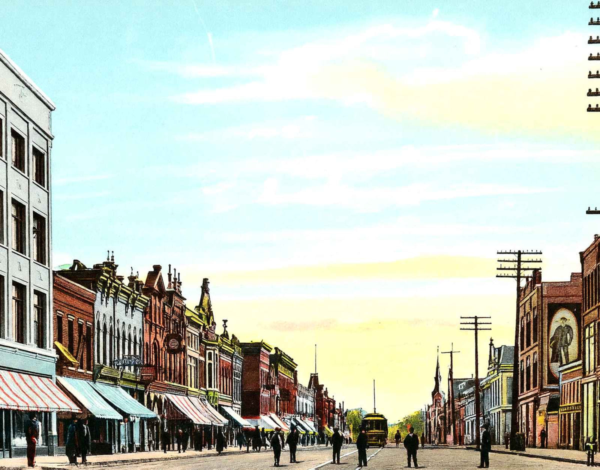 College Avenue, Appleton, WI in 1905 vintage print