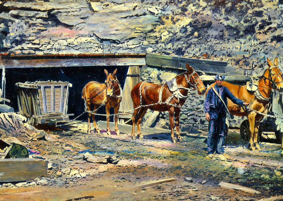 Coal Mining Train Leaving the Mine in 1907 art print