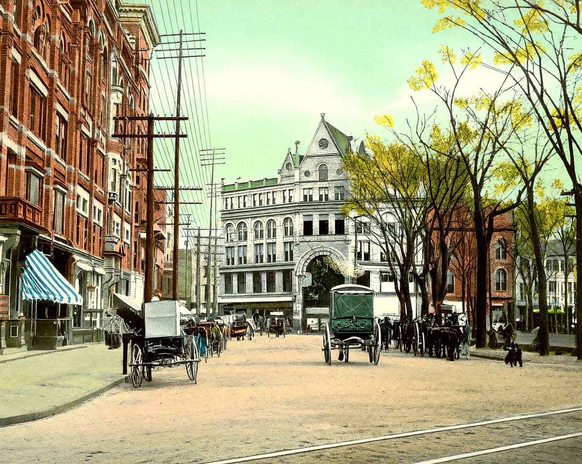 Public Square, Wilkes Barre PA in 1907 vintage print