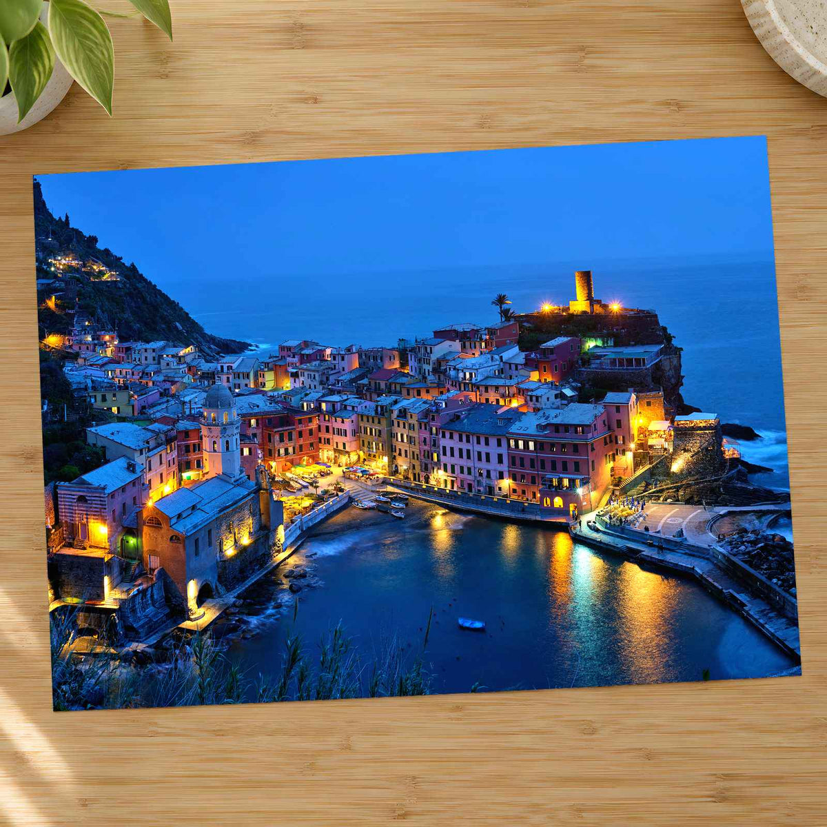 Vernazza Village at Night in Italy Photo Print Wall Decor
