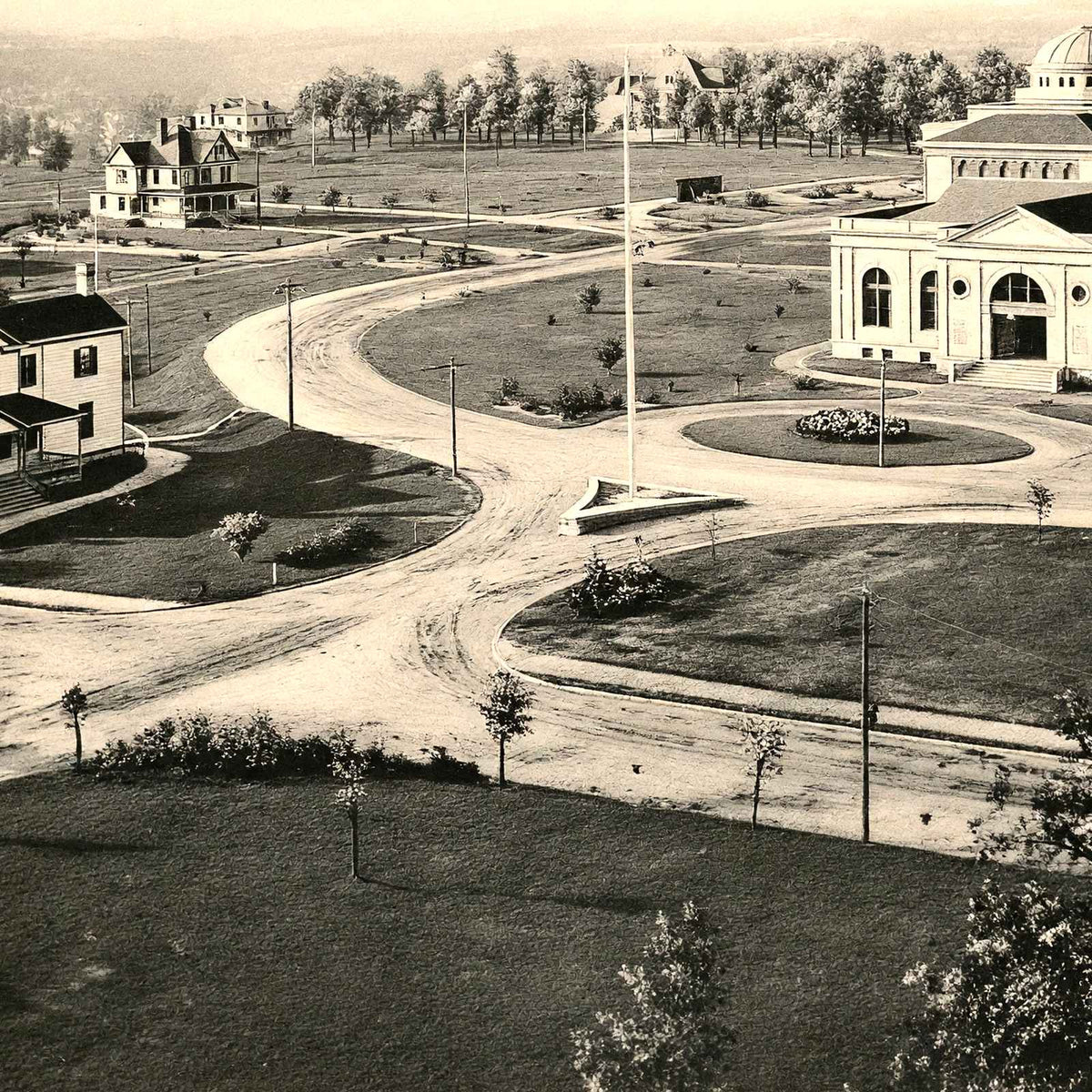 Trinity College Grounds, Durham, NC in 1907 vintage print