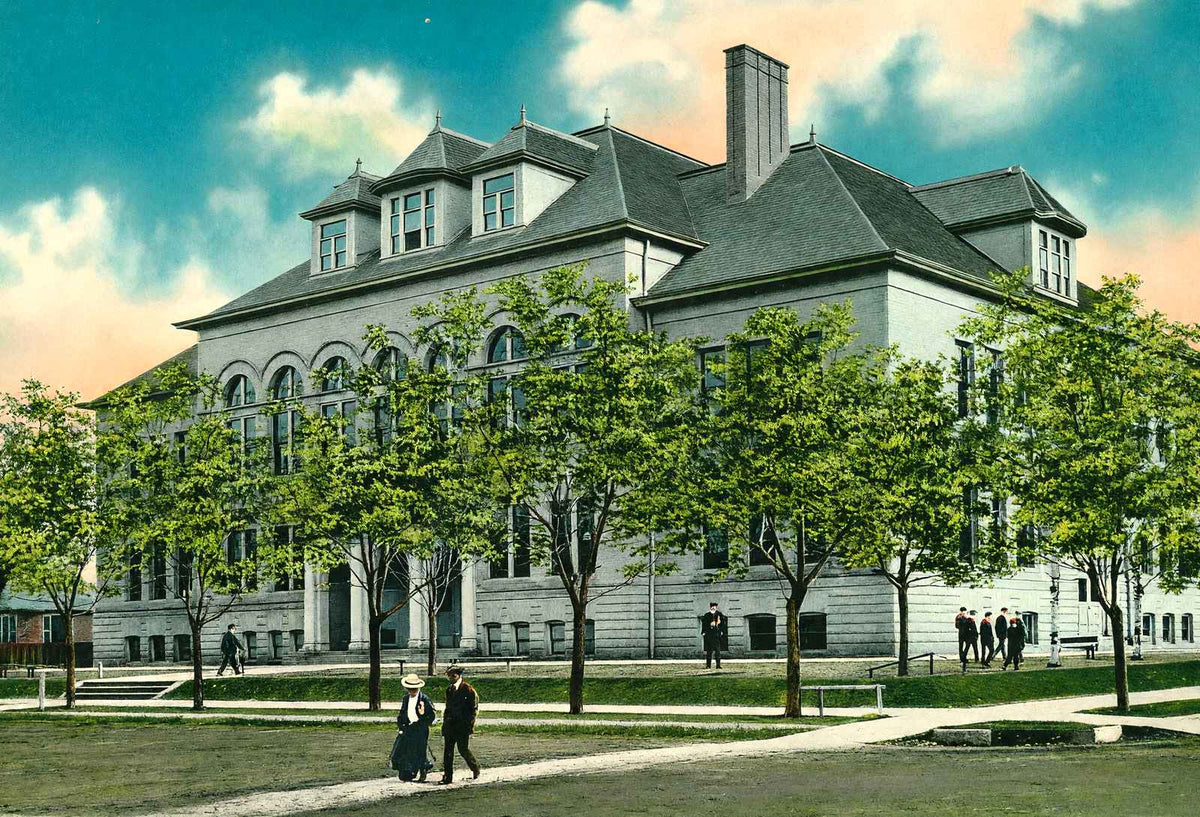 High School, Sheboygan, WI in 1907 vintage print