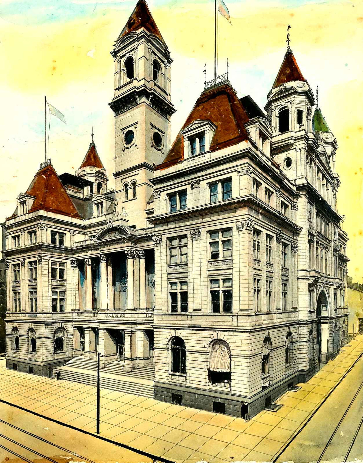 Post Office, Pittsburgh PA in 1906 art print