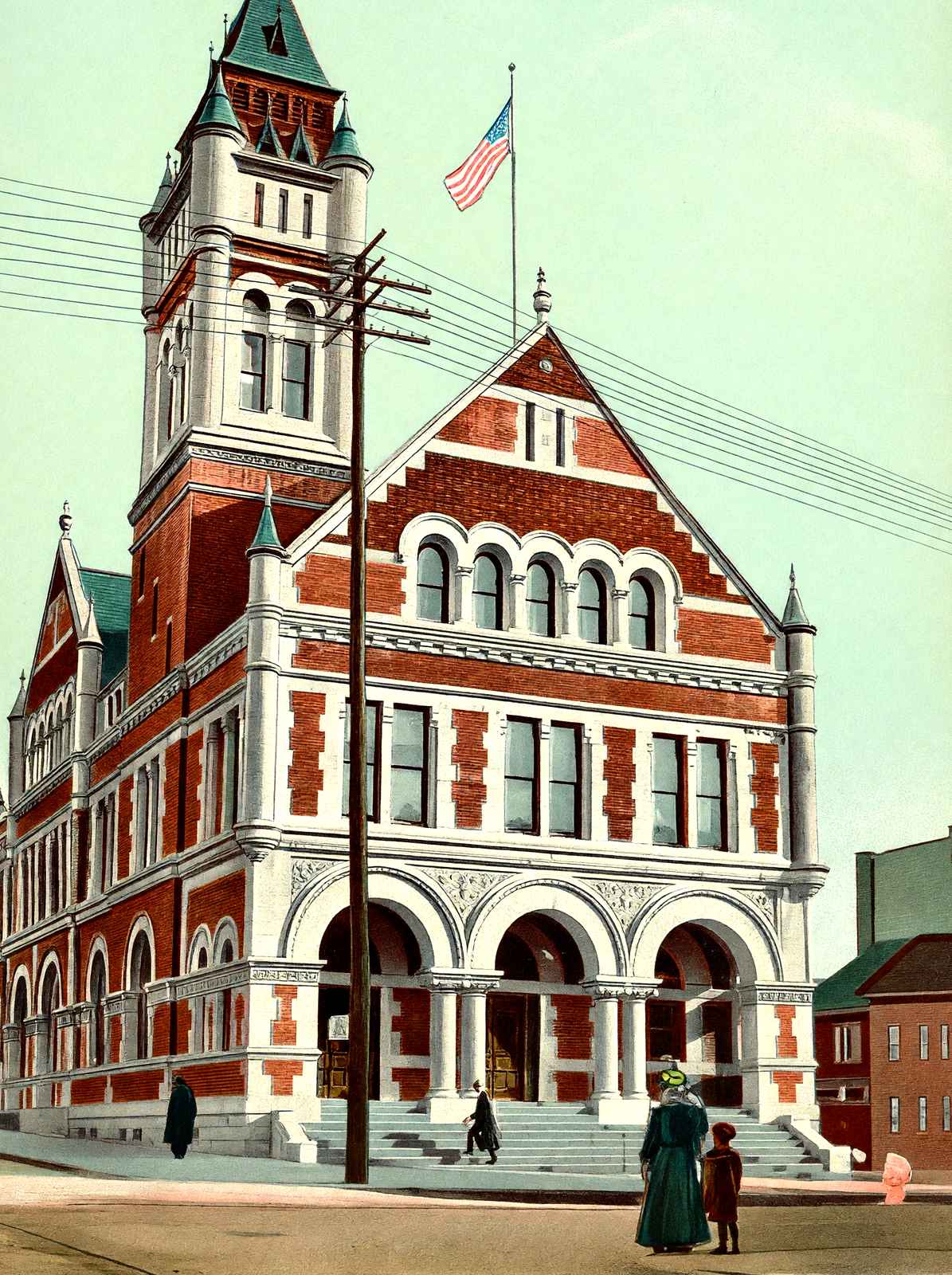 Post Office, Reading, PA in 1907 vintage print