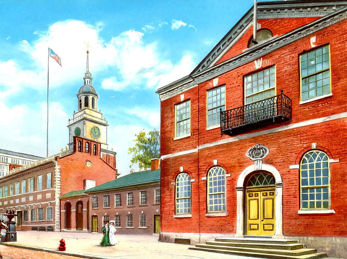 Independence Hall, Philadelphia PA in 1906 vintage print