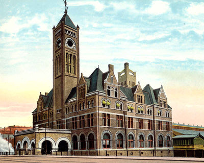 Union Station, Nashville, TN in 1906 vintage print