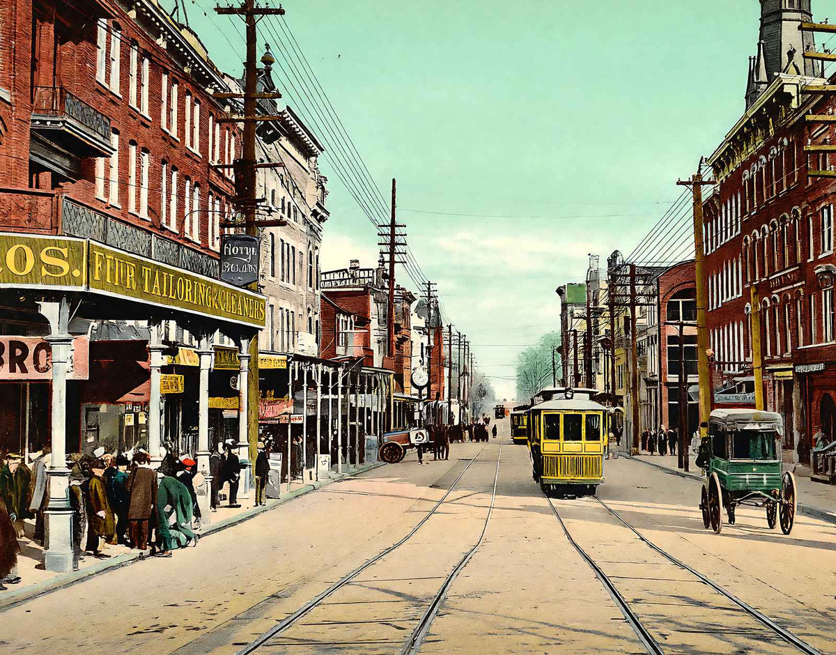 Hamilton Street, Allentown, PA in 1907 vintage print