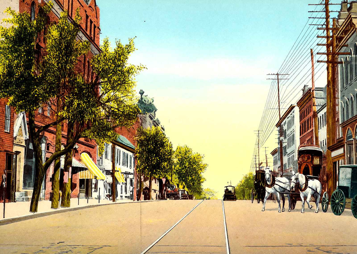 South Main Street, Bethlehem PA in 1912 vintage print