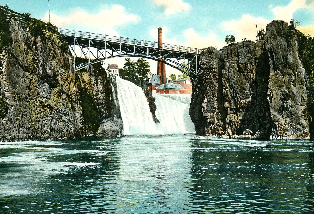 Passaic Falls from the Basin, Paterson, NJ vintage print