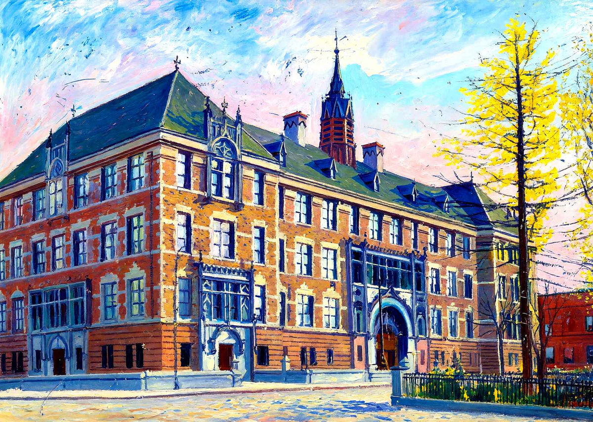 High School, Scranton, PA in 1907 painting
