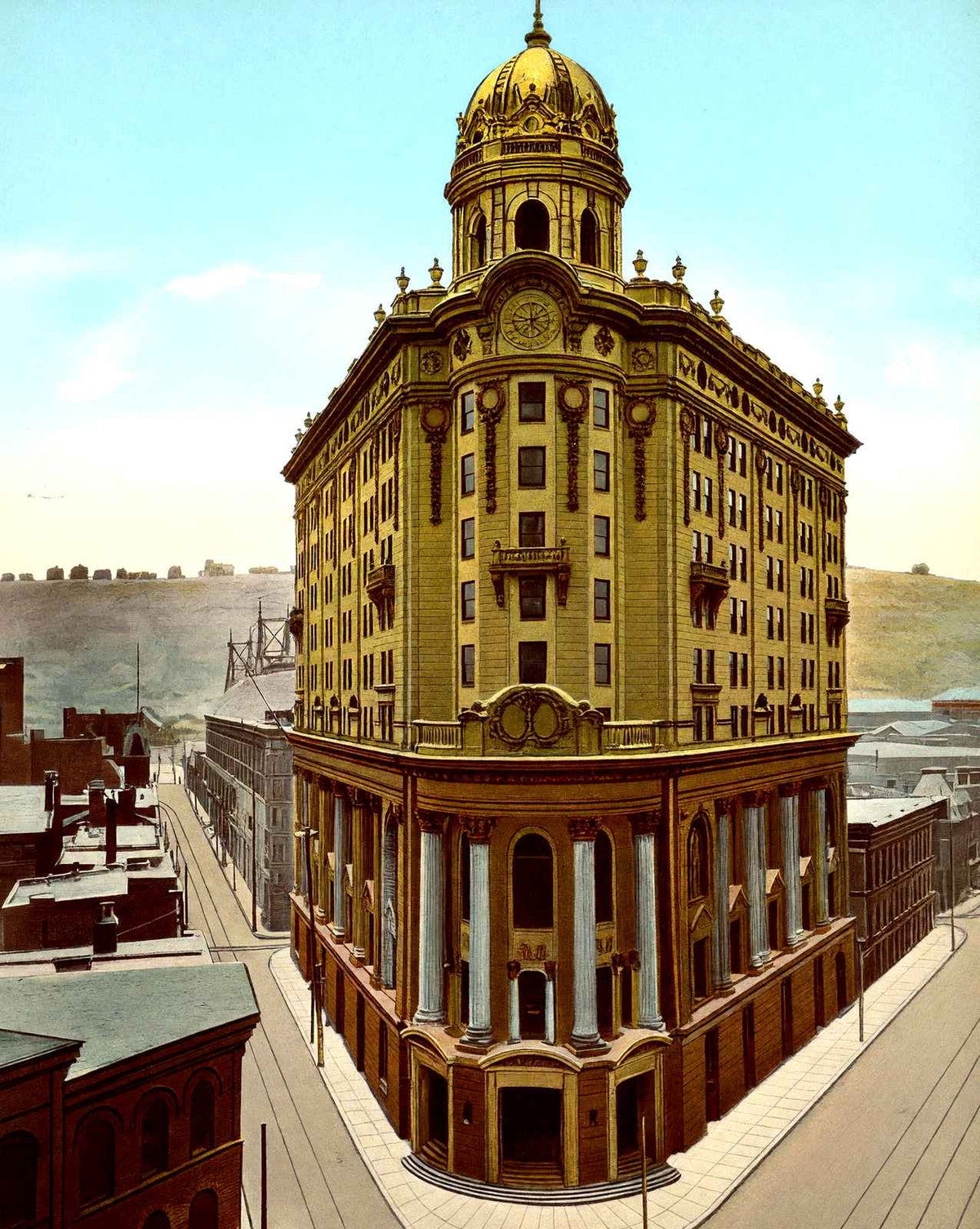 Wabash RR Station, Pittsburgh PA in 1906 vintage print