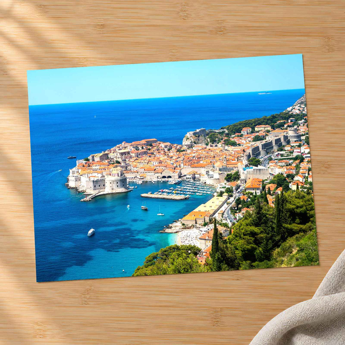 Walled City of Dubrovnik by Adriatic Sea Photo Print Wall Decor
