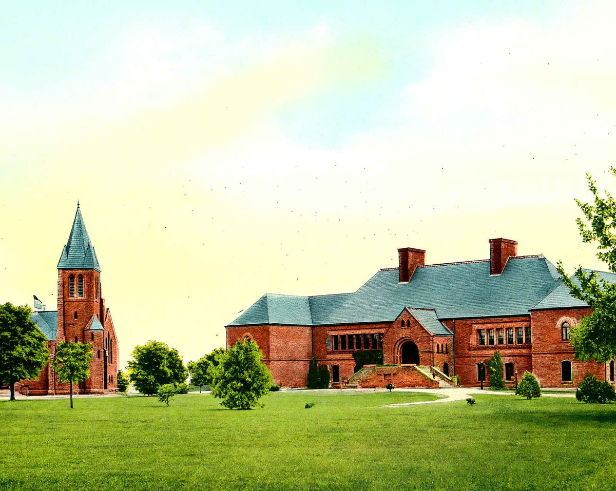 Chapel and Memorial Hall, Lawrenceville, NJ vintage print