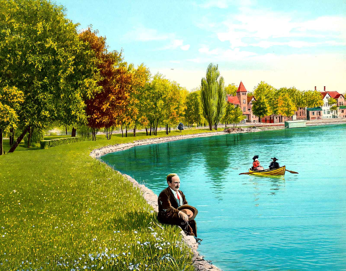 Riverside Park, Neenah, WI in 1908 vintage print