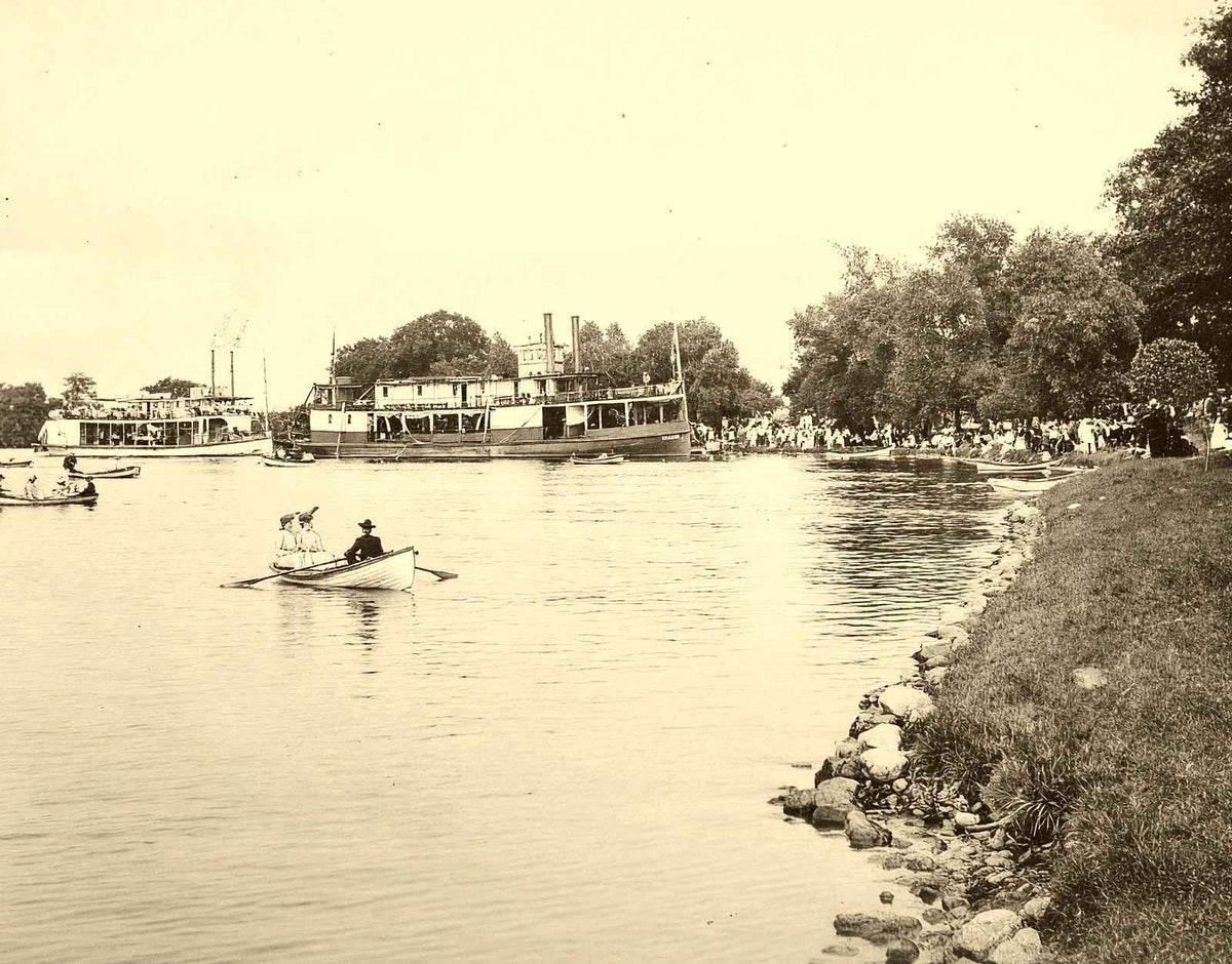 Riverside Park, Neenah WI in 1905 restored photo print
