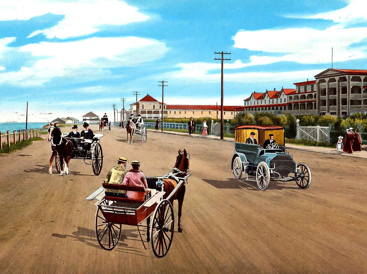 Ocean Avenue Looking West, Long Branch, NJ vintage print