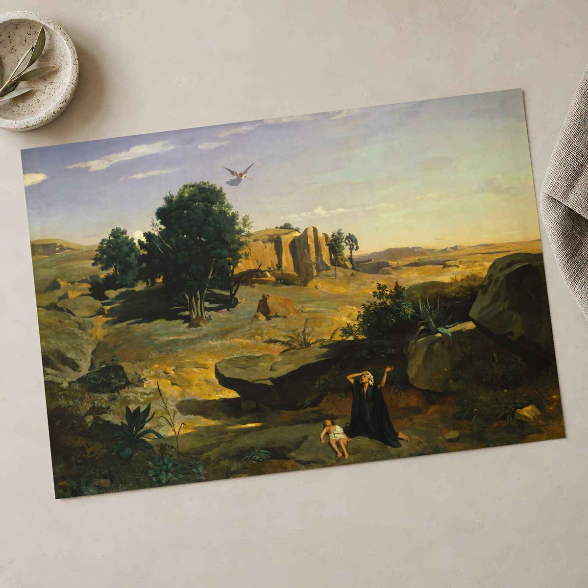 Hagar in the Wilderness art print by Camille Corot (1835)