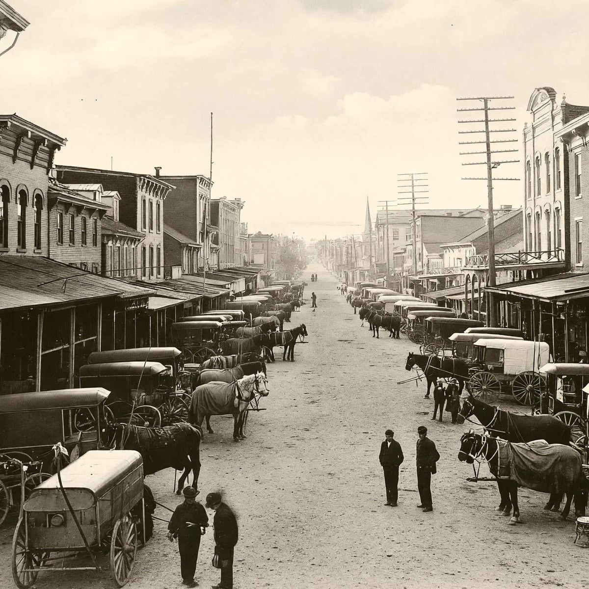 Market Day, Sunbury, PA in 1905 vintage print