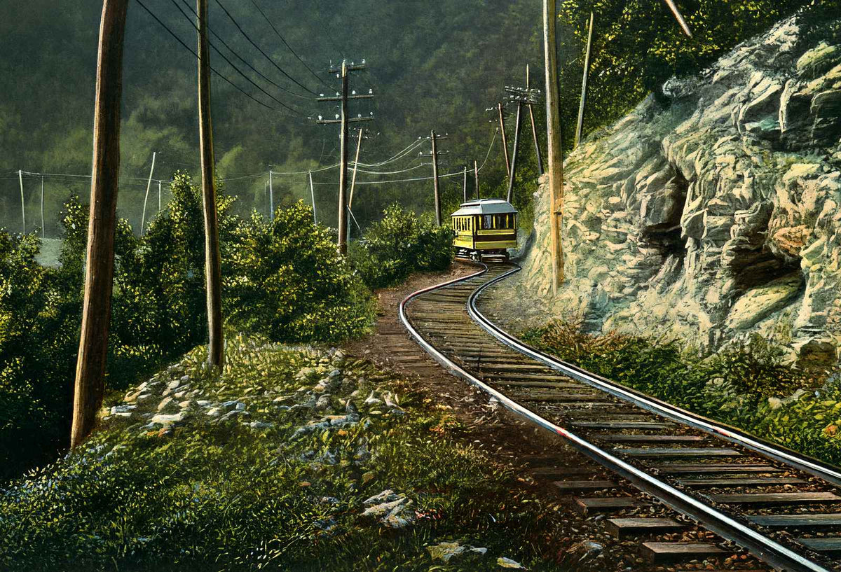 Car on Neversink Mountain, Reading PA 1907 vintage print