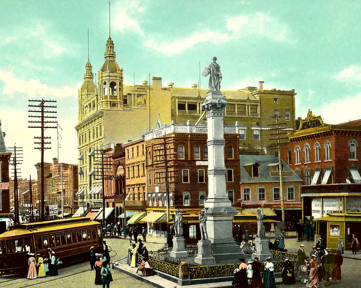 Penn Square and Soldiers' Monument, Lancaster vintage print