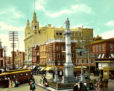 Penn Square and Soldiers' Monument, Lancaster vintage print