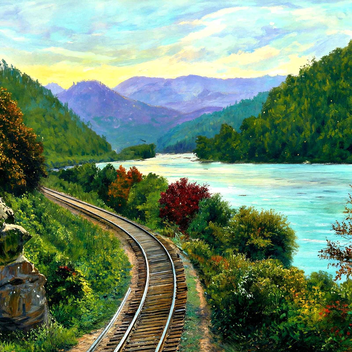 Indian Bluff, French Broad River, Asheville painting