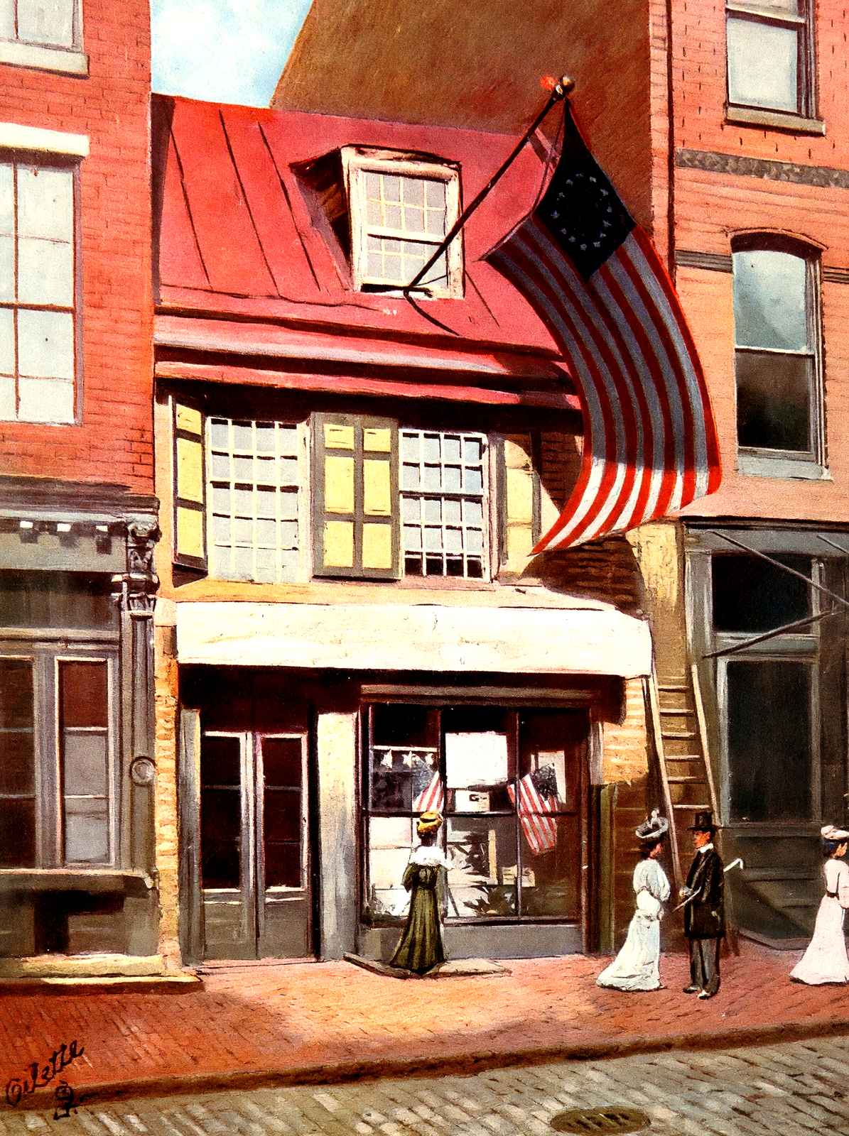Betsy Ross House, Philadelphia PA in 1906 vintage print