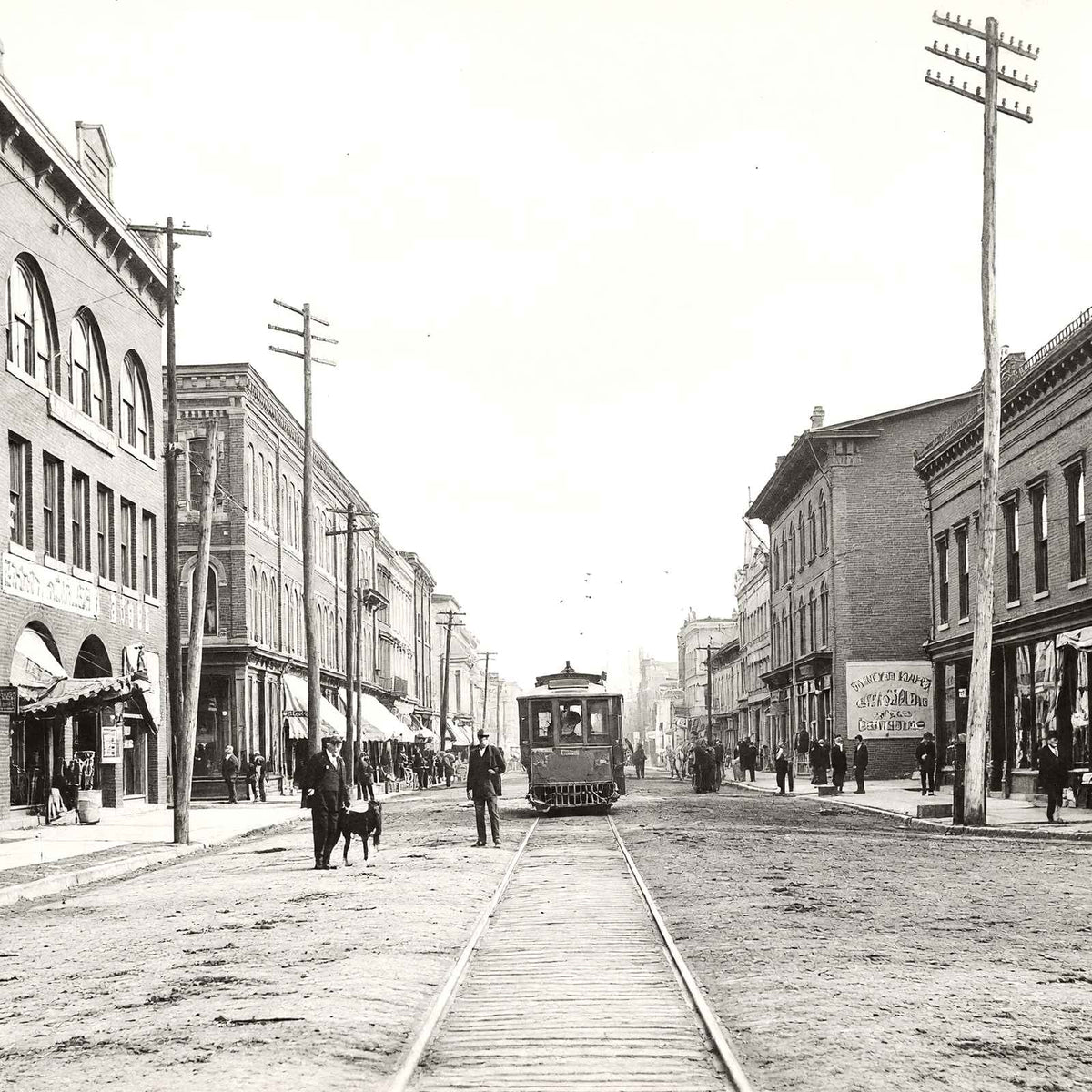 Main Street Looking East, Lock Haven, PA 1905 restored photo print