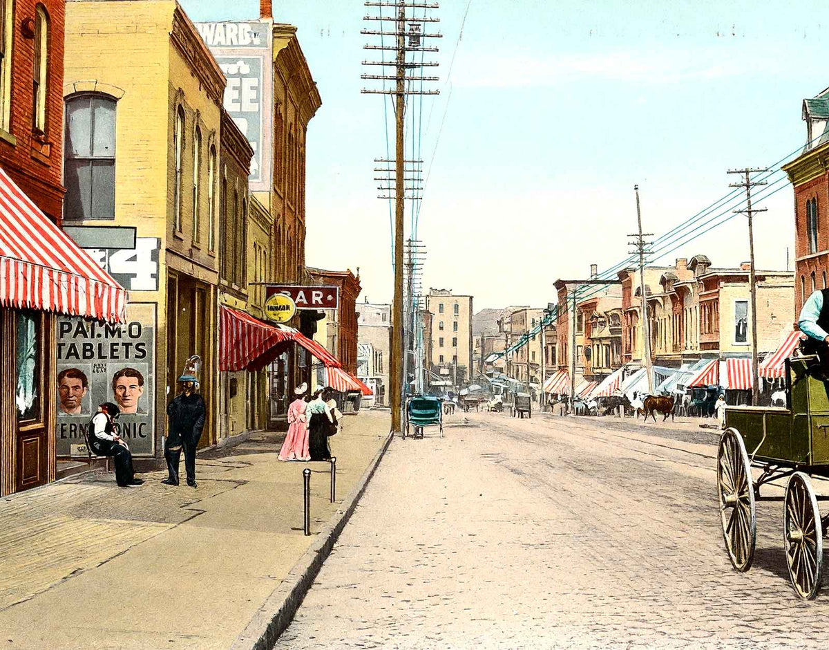 West Milwaukee St Near Jackson St, Janesville vintage print