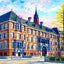 High School, Scranton, PA in 1907 painting