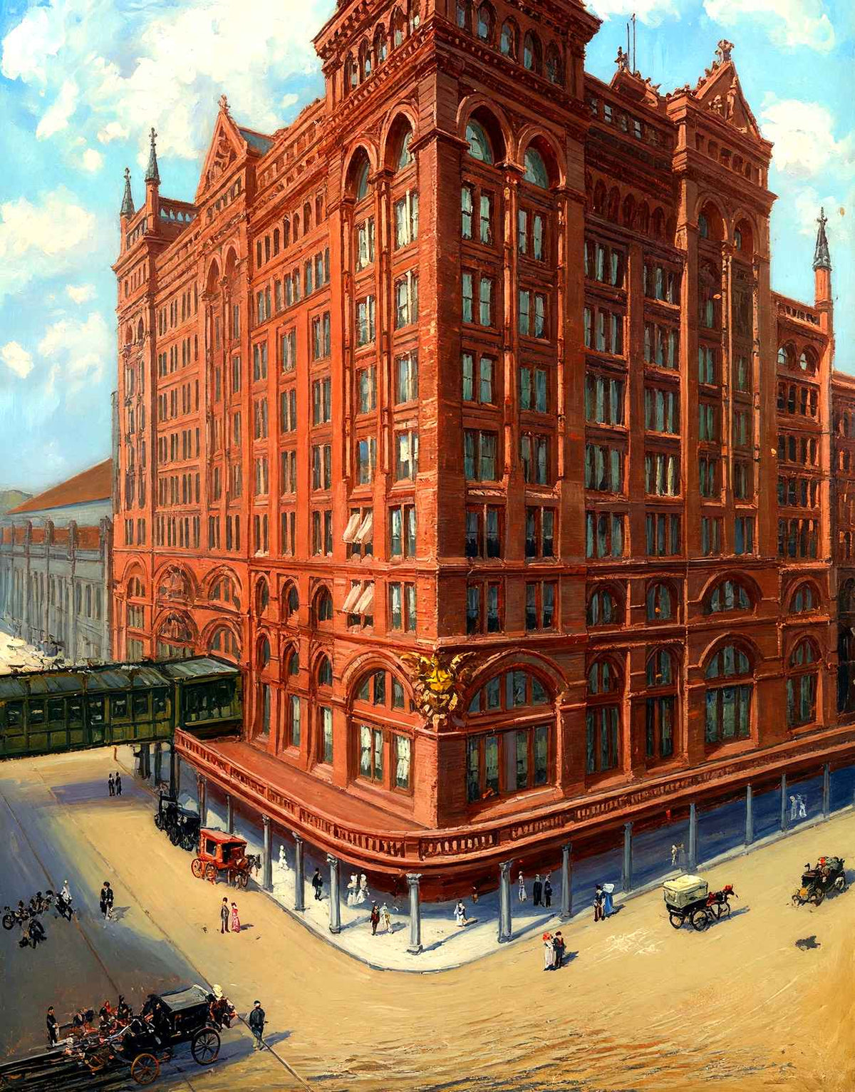 Penn RR Depot, Philadelphia PA in 1906 painting