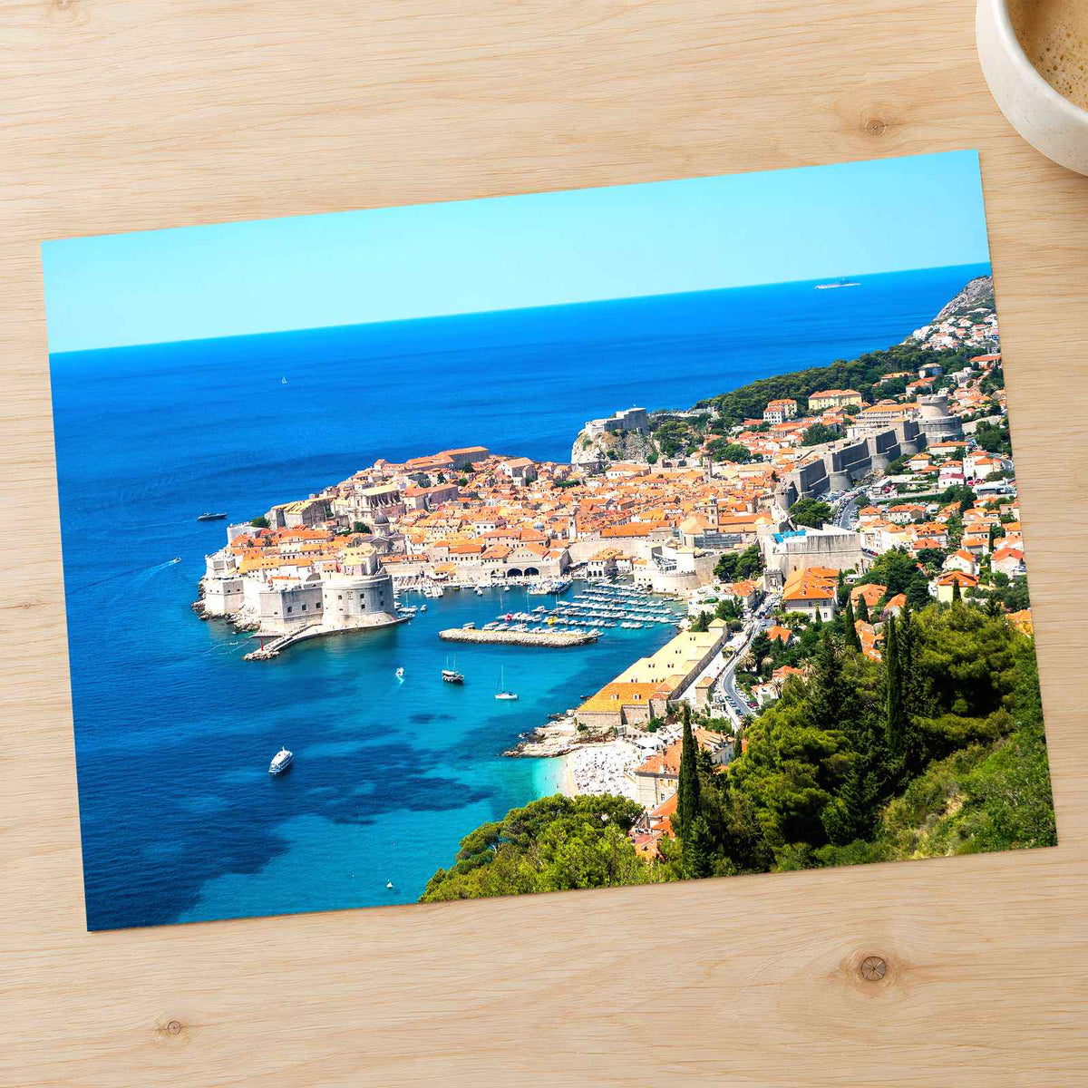 Walled City of Dubrovnik by Adriatic Sea Photo Print Wall Decor