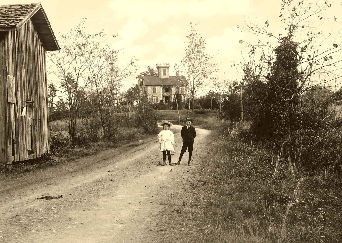 Macadamized Road and Home Near Salisbury, NC vintage print