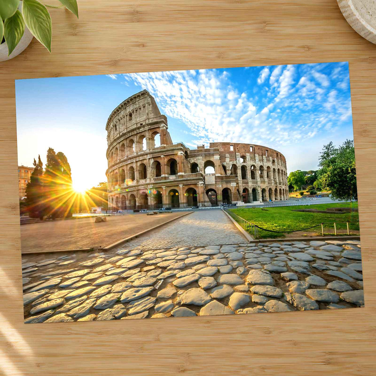 Colosseum in Rome with Morning Sun, Italy Photo Print Wall Decor