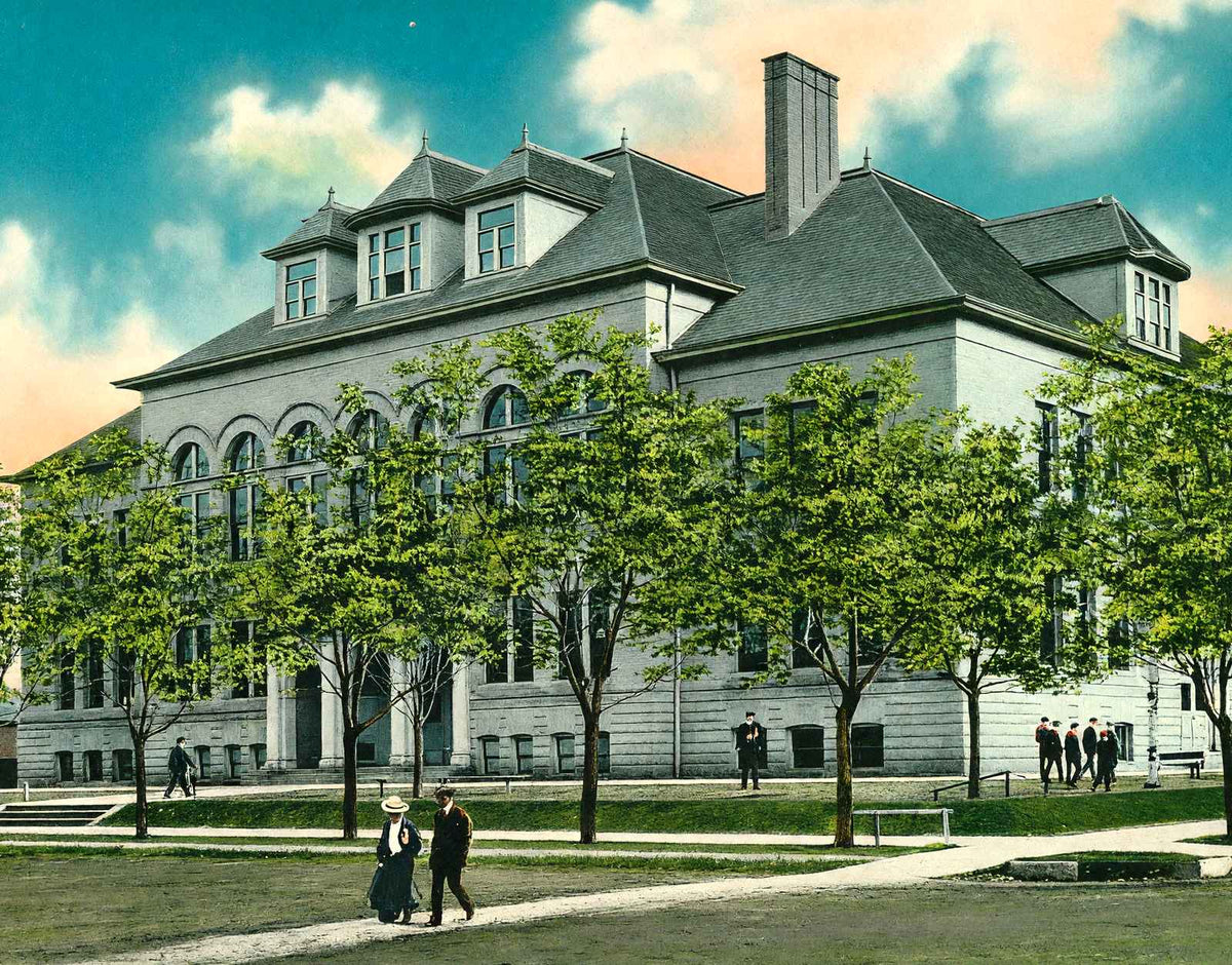 High School, Sheboygan, WI in 1907 vintage print