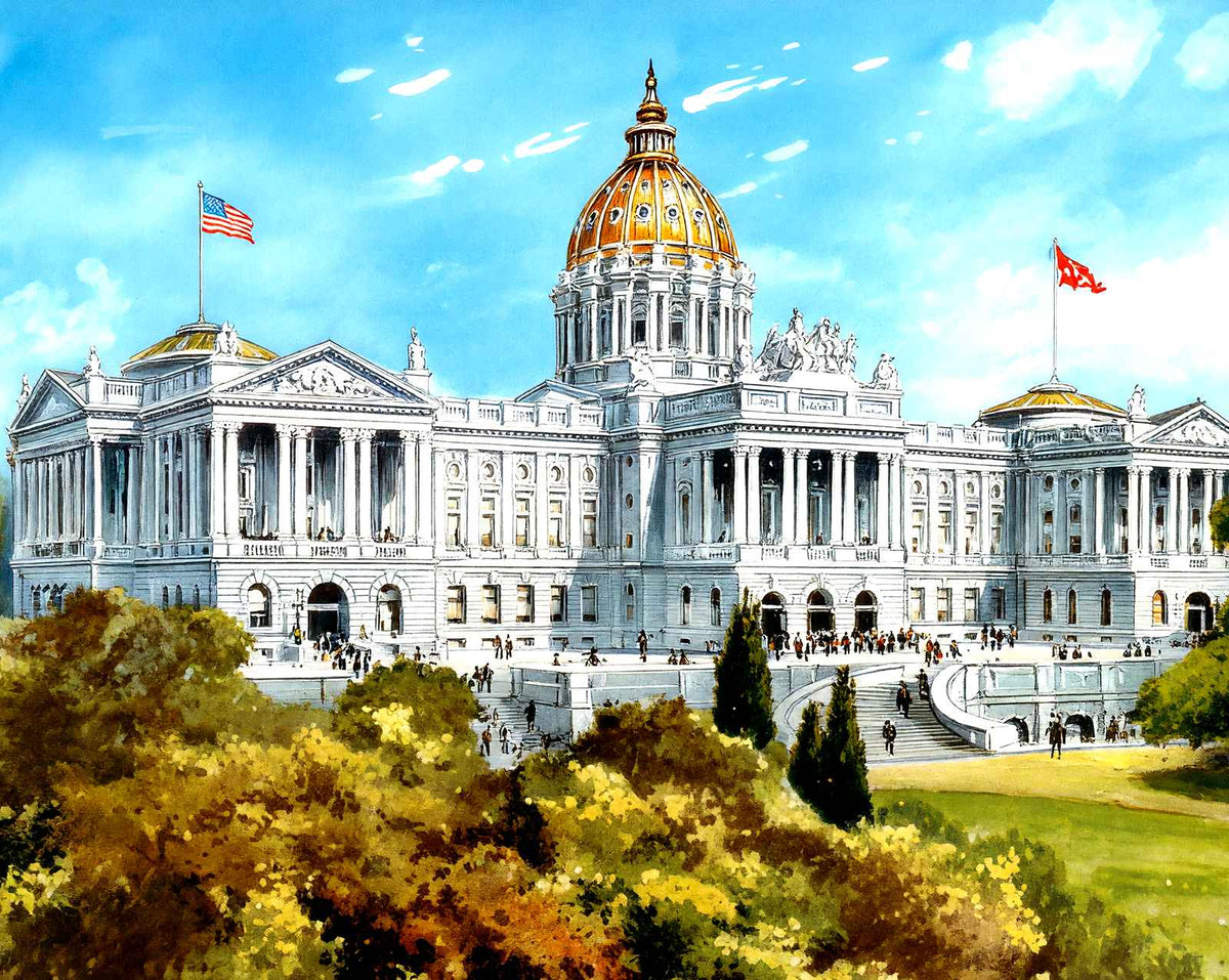 State Capitol, Harrisburg PA in 1906 vintage print