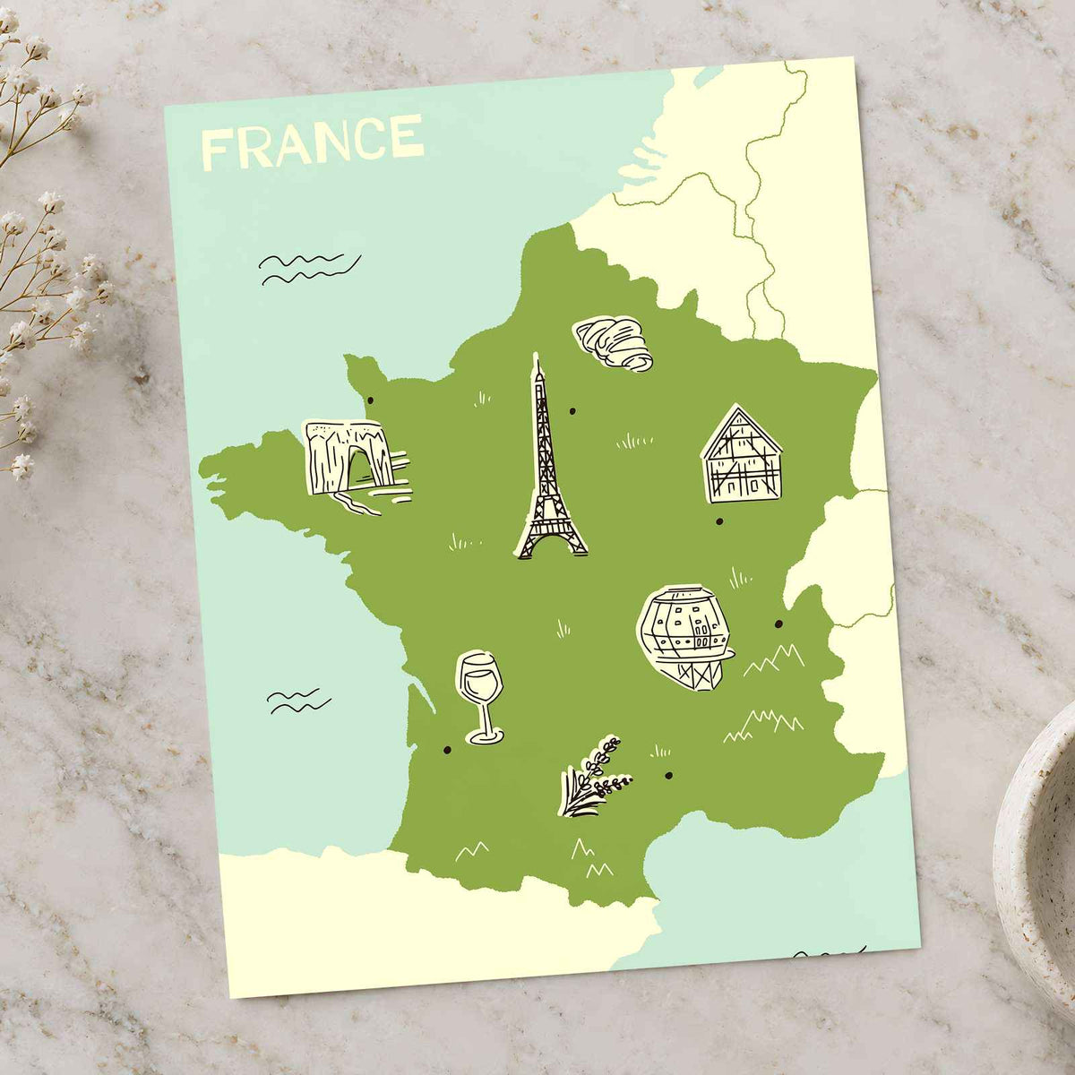 Map of France Regional Graphics by Sofia Gazarian Art Print Wall Decor