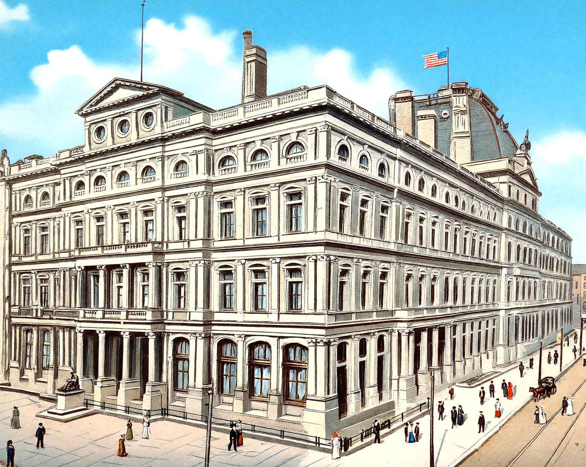Post Office, Philadelphia PA in 1907 vintage print
