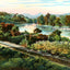 Along the French Broad River, Asheville, NC vintage print